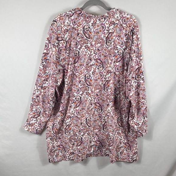 Lands' End women’s 1/4 Zip Pink and Purple Paisley Blouse Size 3X. Has Pockets - Picture 4 of 6